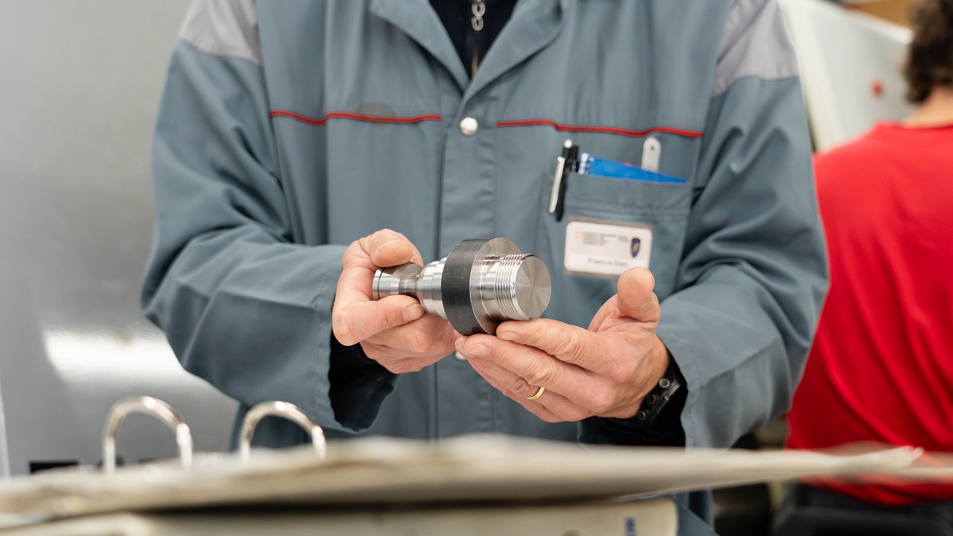 Ein Teil, das in der Lehrwerkstatt hergestellt wurde 