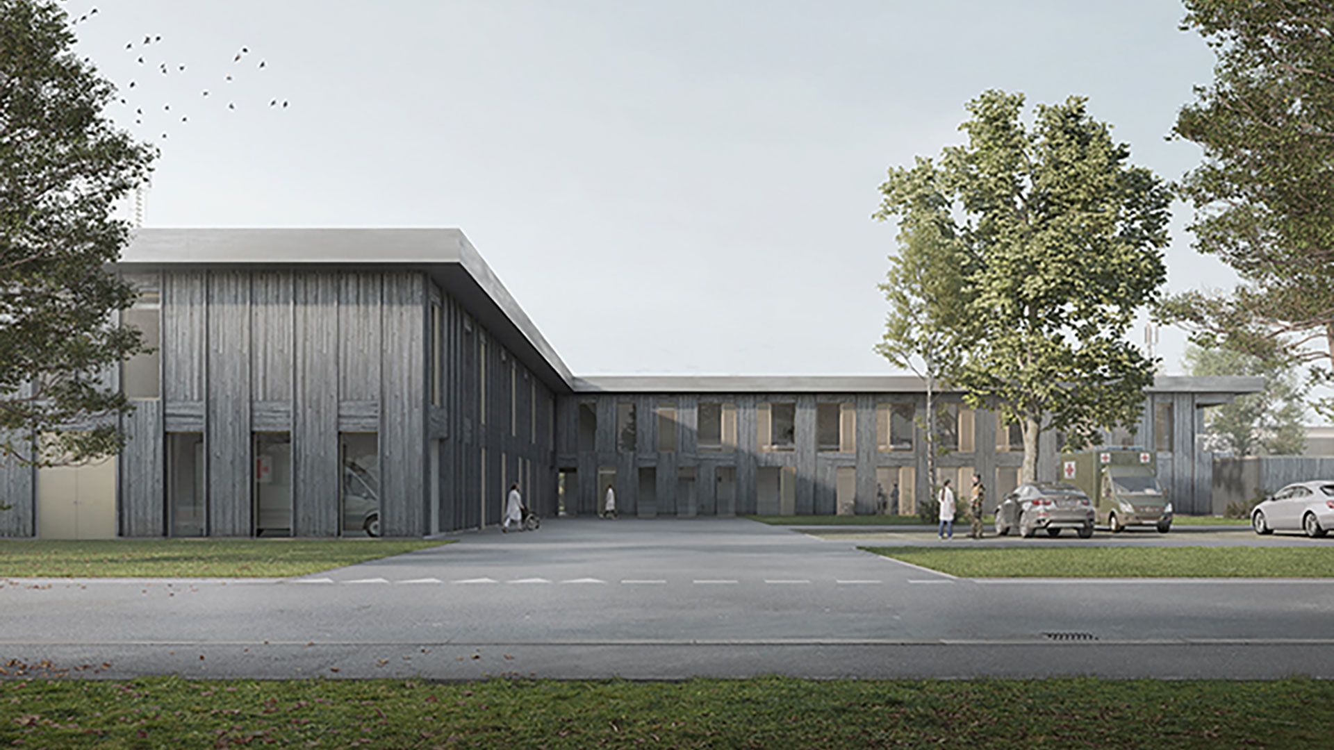 Der südliche Trakt mit dem medizinischen Zentrum in Payerne (Visualisierung)