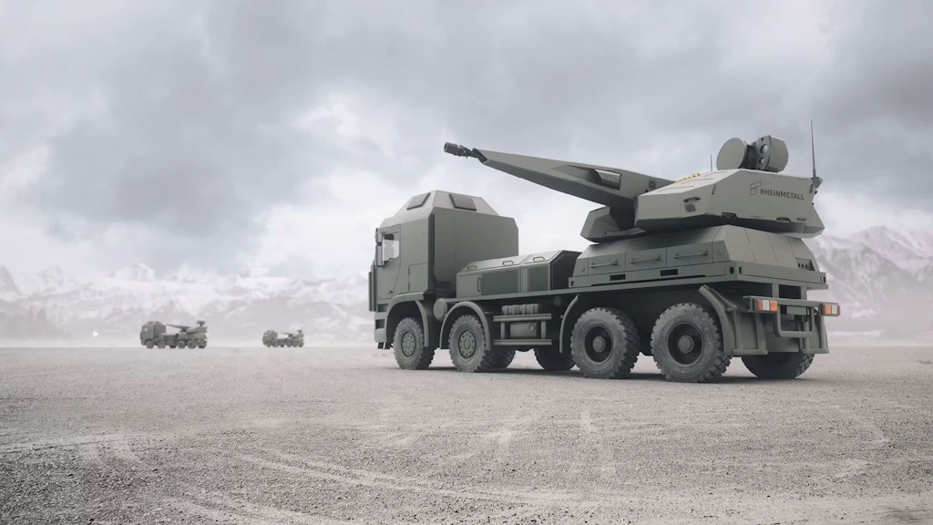 Luftabwehrsystem Oerlikon Skynex der Schweizer Rheinmetall Air Defence AG auf einem Iveco Trakker.