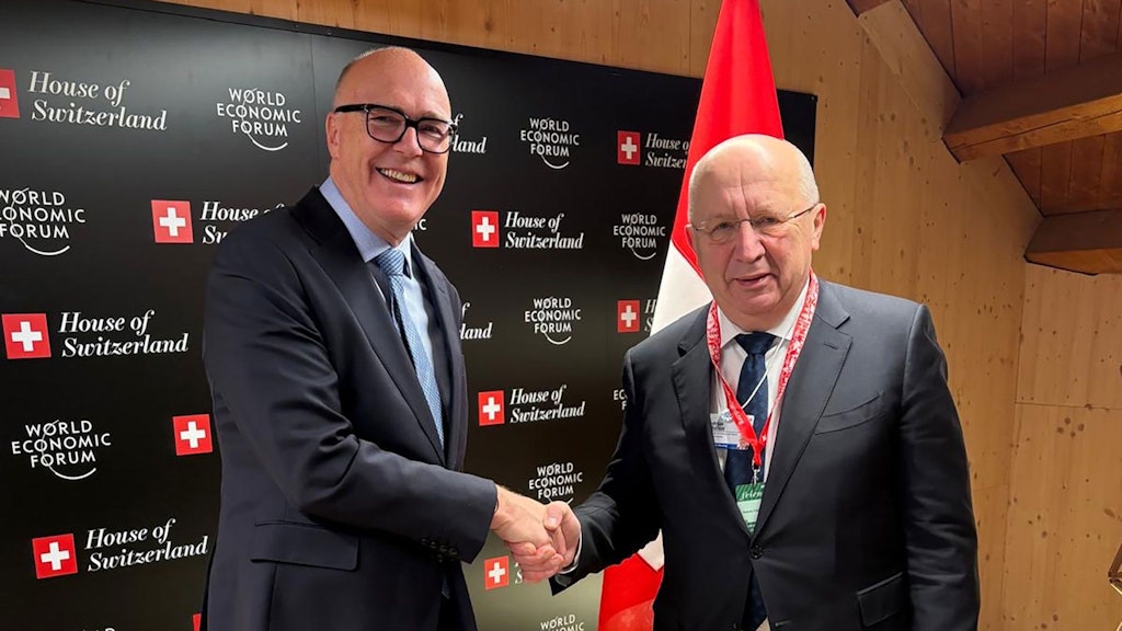 Bundesrat Martin Pfister und Andrius Kubilius, Kommissar für Verteidigung und Raumfahrt der Europäischen Union