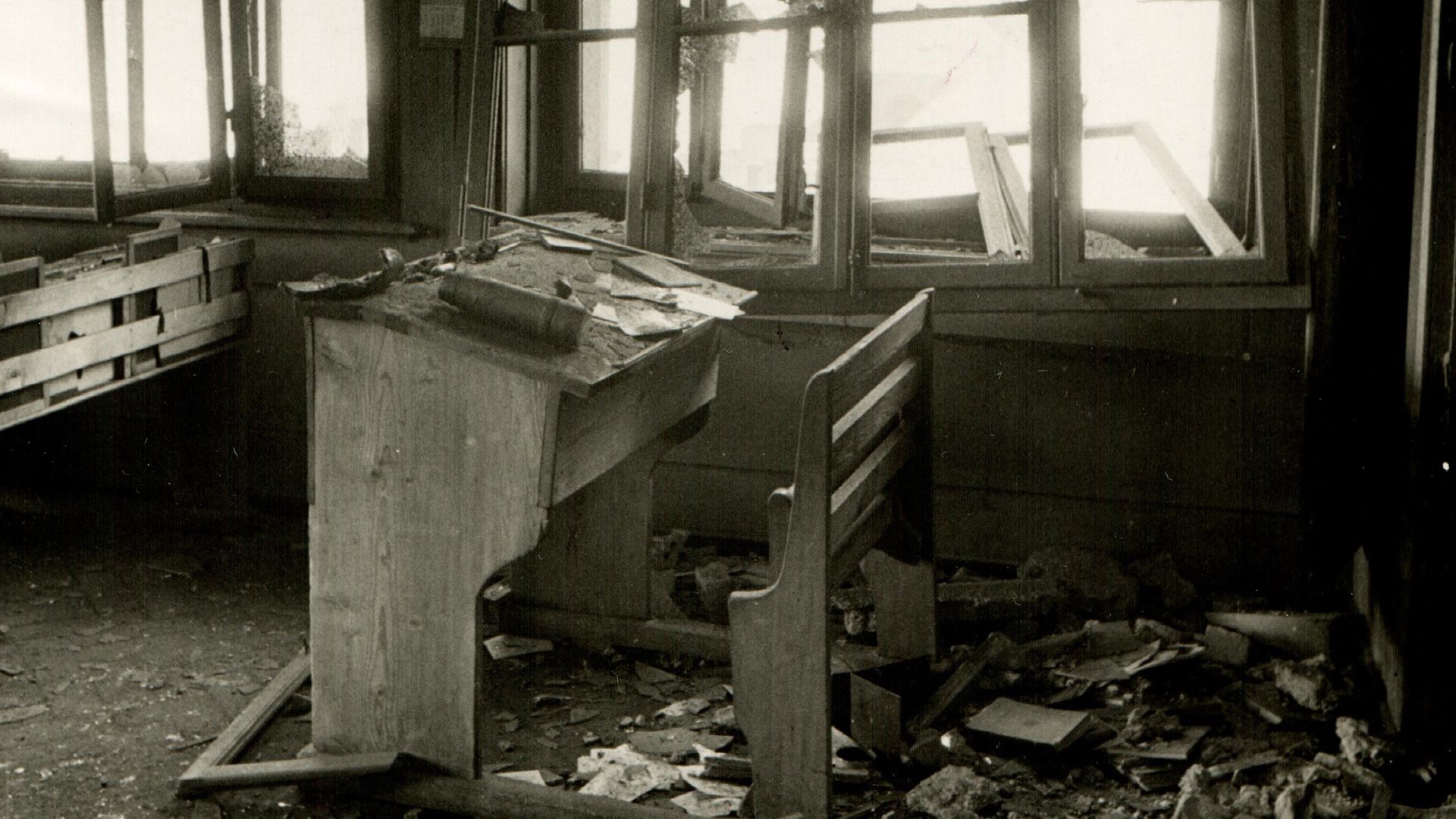 Schulzimmer in Mitholz nach der Explosion 1947